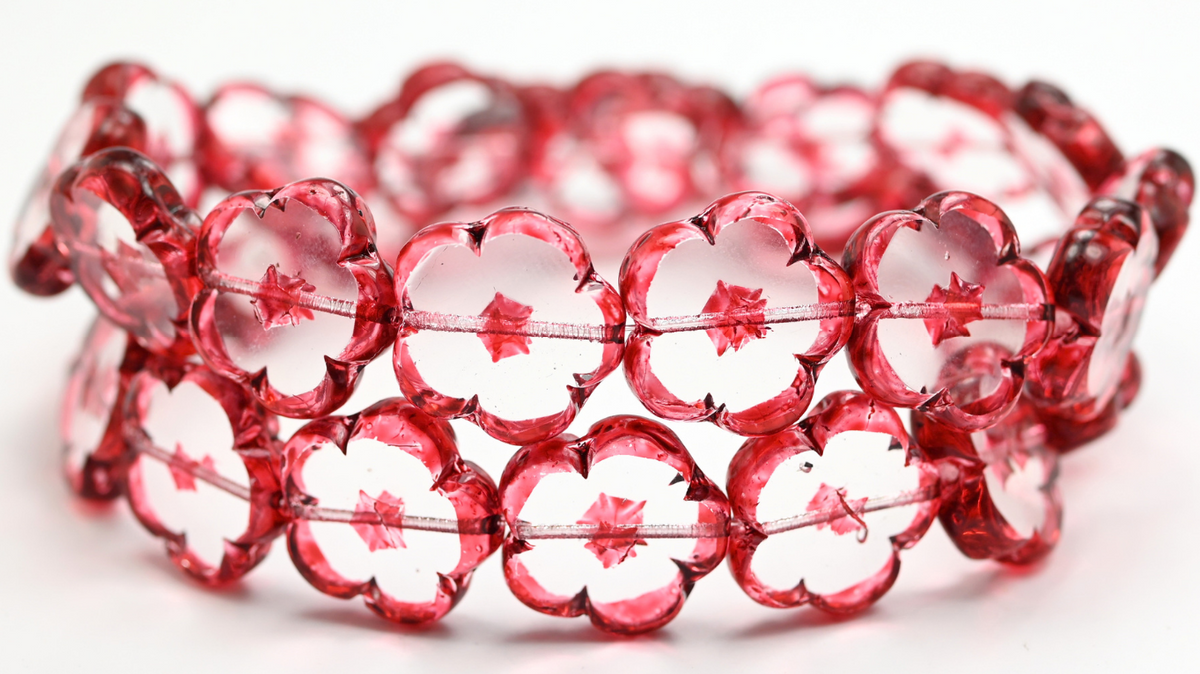 Table Cut Flower Beads, Crystal 34318 Bubble (00030-34318-BUBBLE), Glass, Czech Republic ~ STRANDED