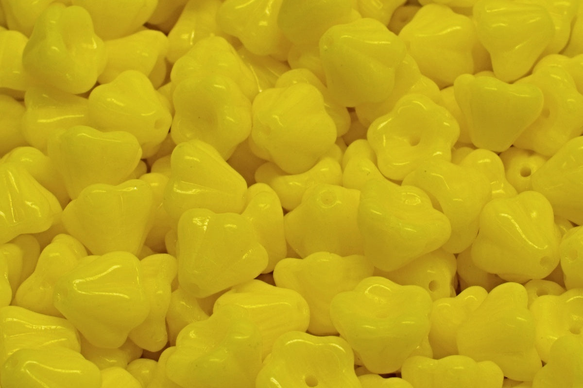 Bell Flower Beads, Yellow Opal Mix (R0813), Glass, Czech Republic