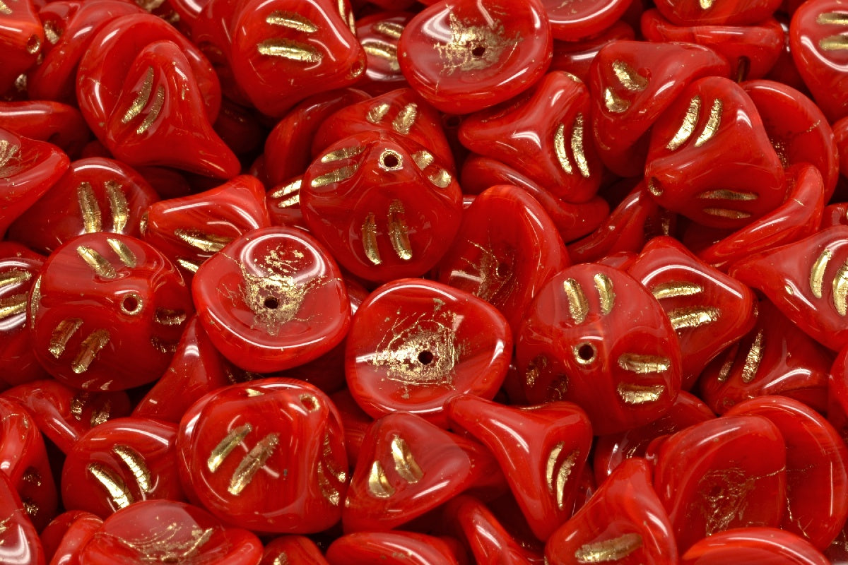 Daylily Flower Beads, 91210 Gold Lined (91210-54302), Glass, Czech Republic