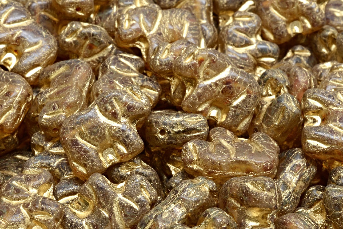 Elephant Beads, Crystal Travertin Gold Lined (00030-86800-54302), Glass, Czech Republic