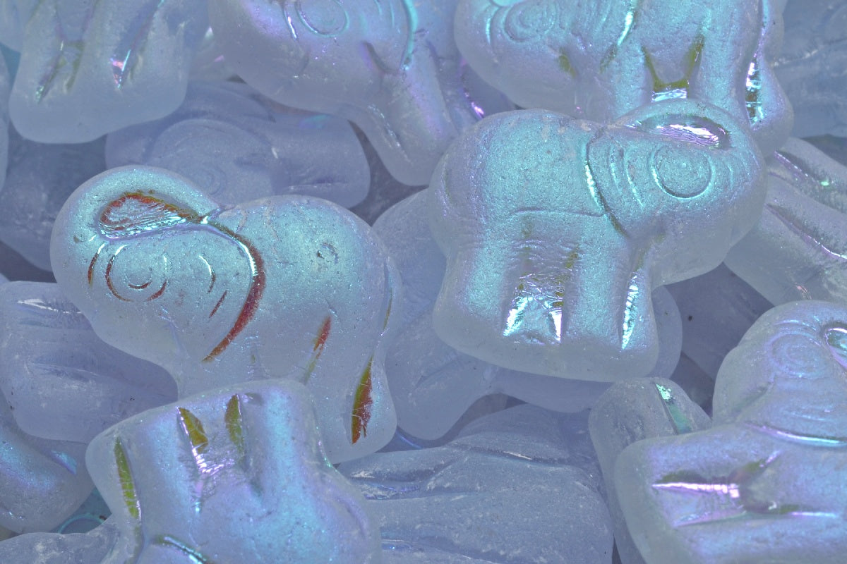 Elephant Beads, Transparent Light Amethyst Matte Ab (20210-84100-28701), Glass, Czech Republic