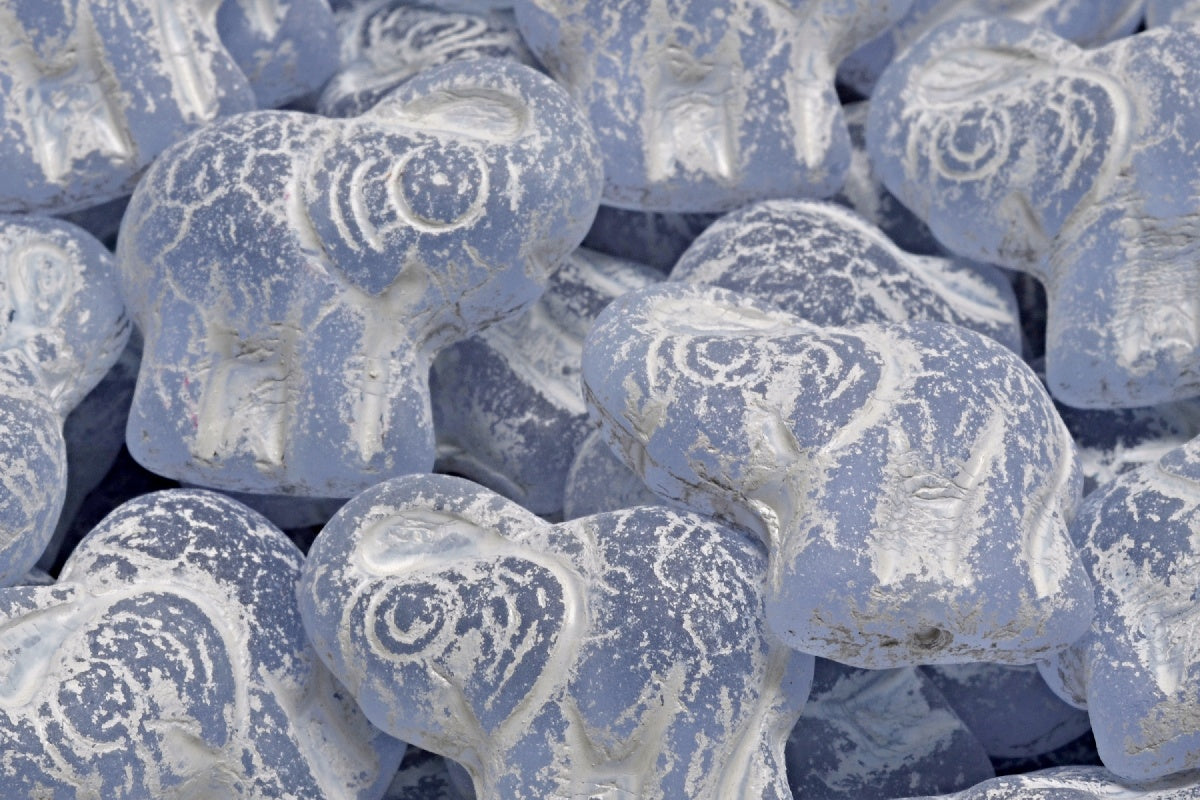 Elephant Beads, Transparent Light Amethyst Matte White Lined (20210-84110-46401), Glass, Czech Republic