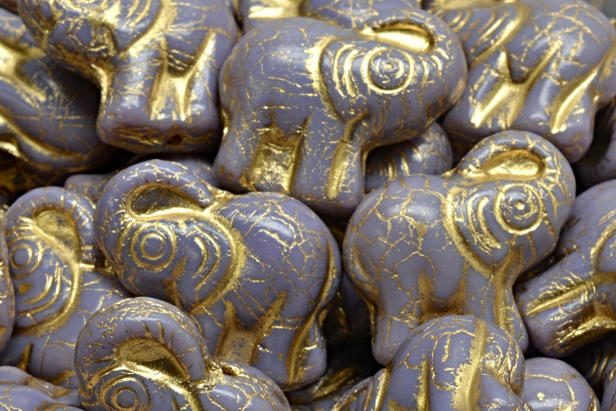 Elephant Beads, Purple Gold Lined (23020-54302), Glass, Czech Republic