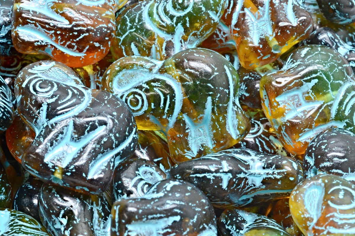 Elephant Beads, 57101 Light Blue Lined (57101-54308), Glass, Czech Republic