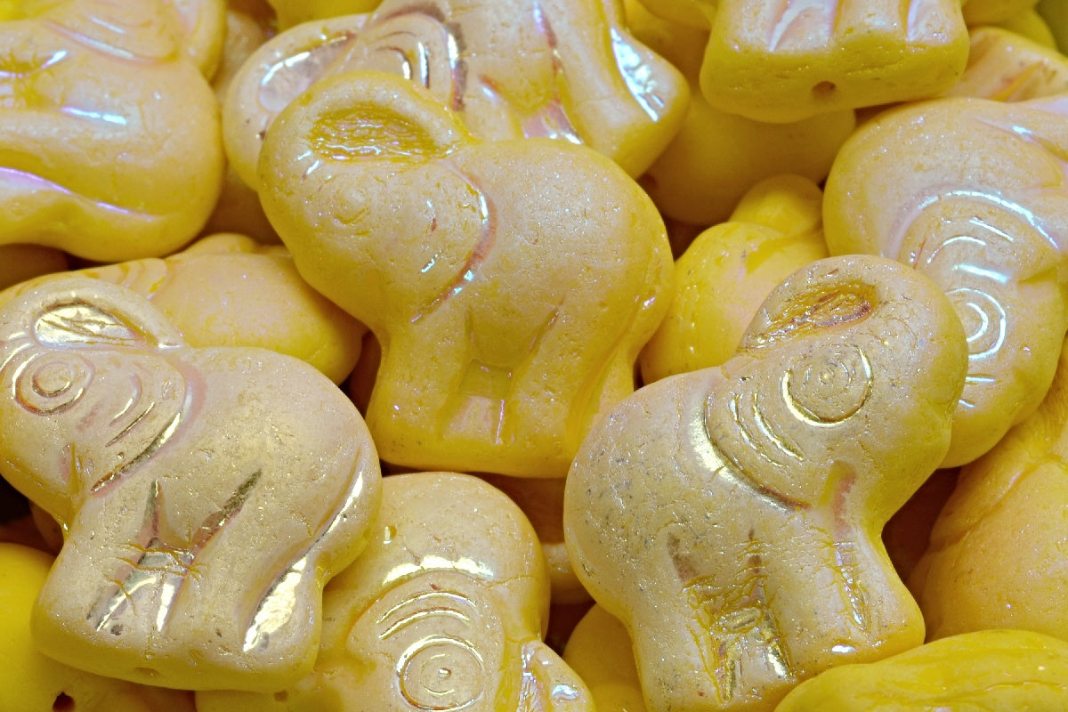 Elephant Beads, Yellow Matte Ab (83120-84100-28701), Glass, Czech Republic
