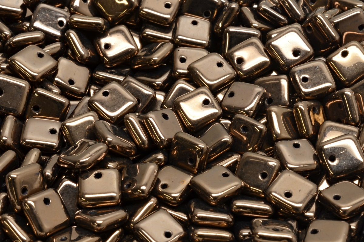 OUTLET 10 grams Squarelet Beads, 6 x 6 mm, Black Bronze (23980-14415), Glass, Czech Republic