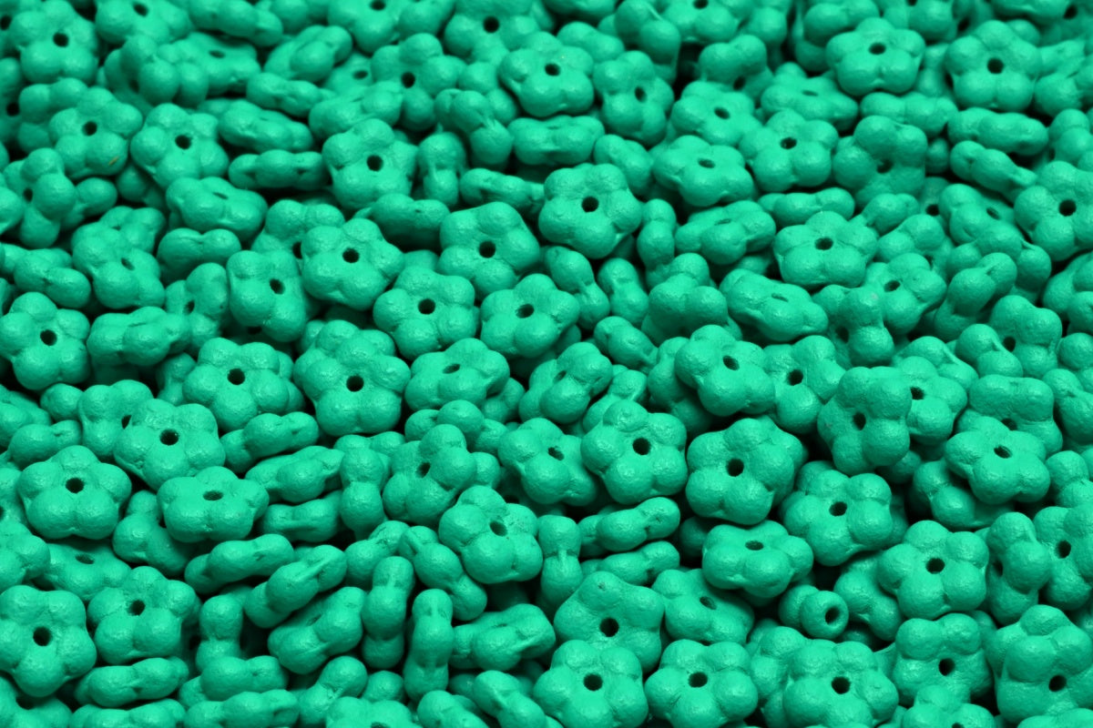 OUTLET 10 grams Forget Me Not Beads, 5 x 5 mm, White Bright Green Matte (02010-22M17), Glass, Czech Republic