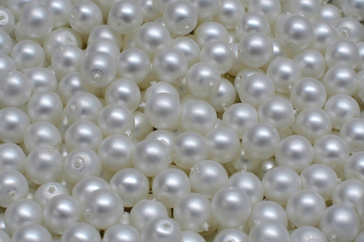 OUTLET 10 grams Round Druck Beads, 6 x 6 mm, White 70502 (02010-70502), Glass, Czech Republic