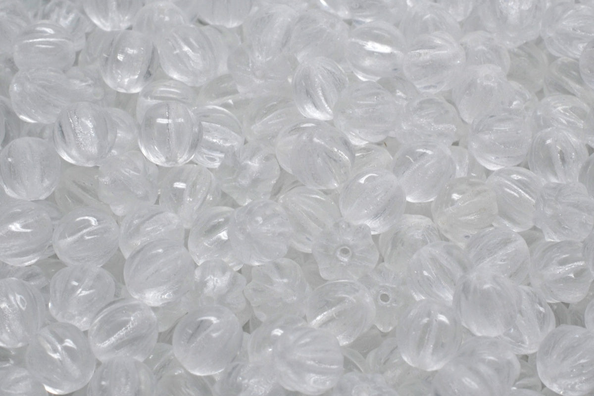 Melon Beads, Crystal (00030), Glass, Czech Republic