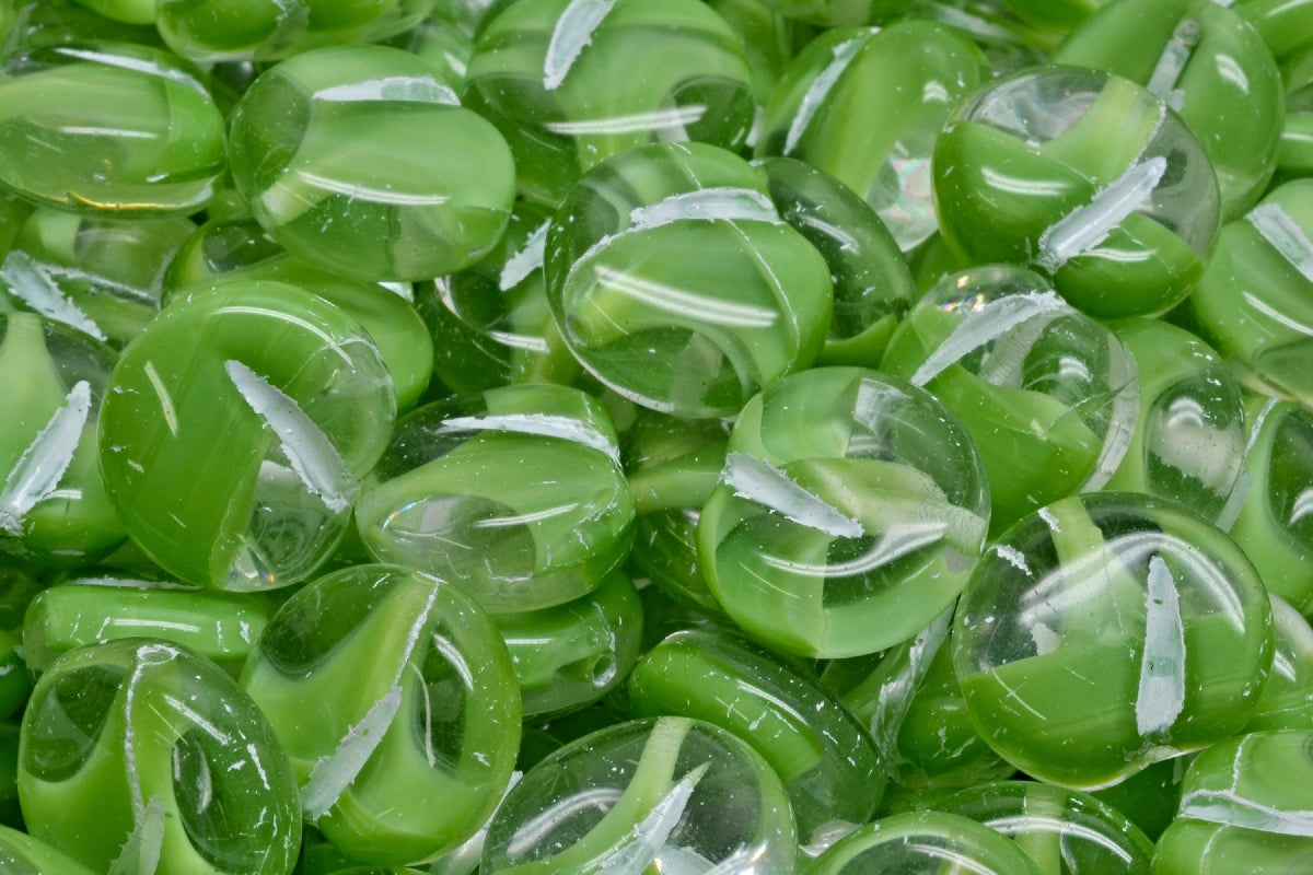 Apple Shaped Beads, 56000 White Lined (56000-54312), Glass, Czech Republic