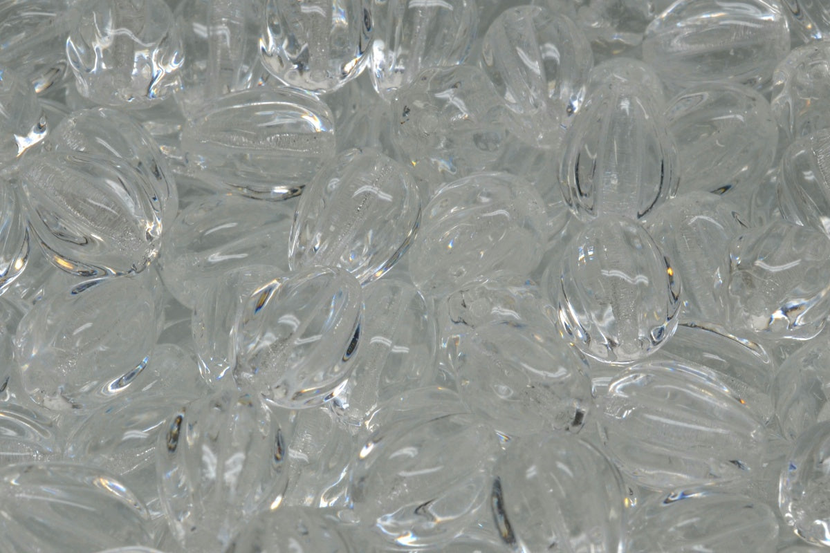 Drop Melon Beads, Crystal (00030), Glass, Czech Republic