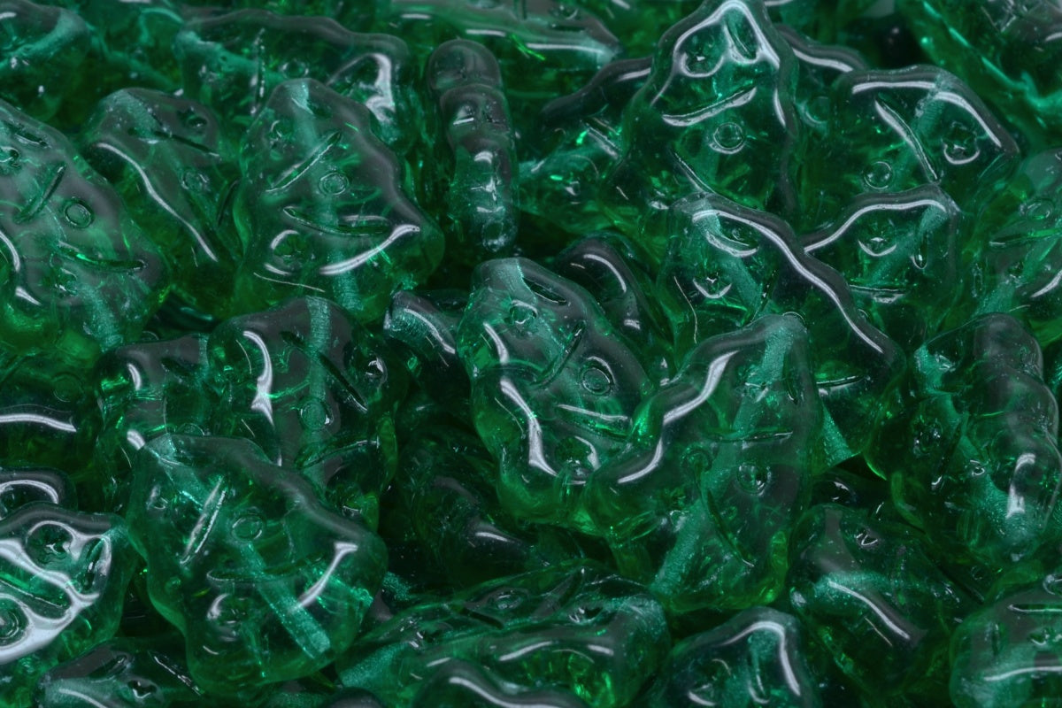 Christmas Tree Beads, Transparent Green Emerald (50720), Glass, Czech Republic