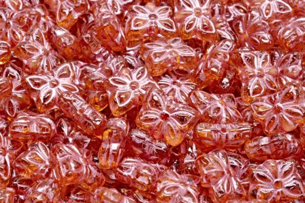 Butterfly Beads, Transparent Orange Pink Lined (10060-54321), Glass, Czech Republic