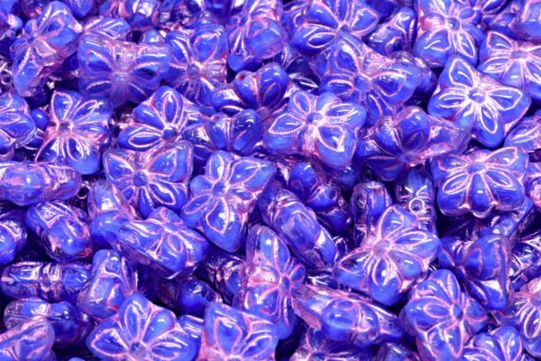 Butterfly Beads, R0336 Pink Lined (R0336-54321), Glass, Czech Republic