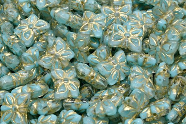 Butterfly Beads, R0632 Gold Lined (R0632-54302), Glass, Czech Republic