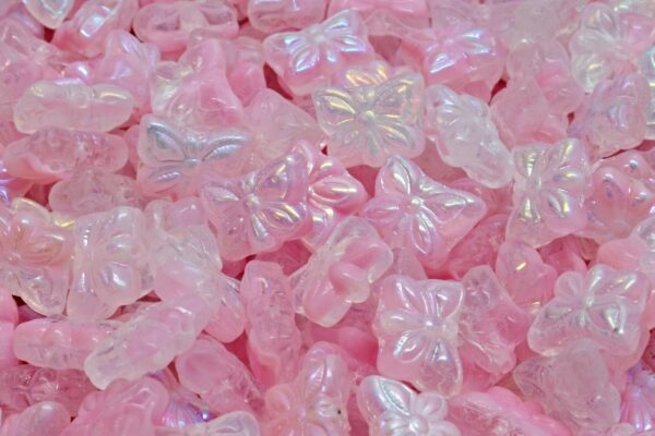 Butterfly Beads, Pink Ab (R0742-28701), Glass, Czech Republic