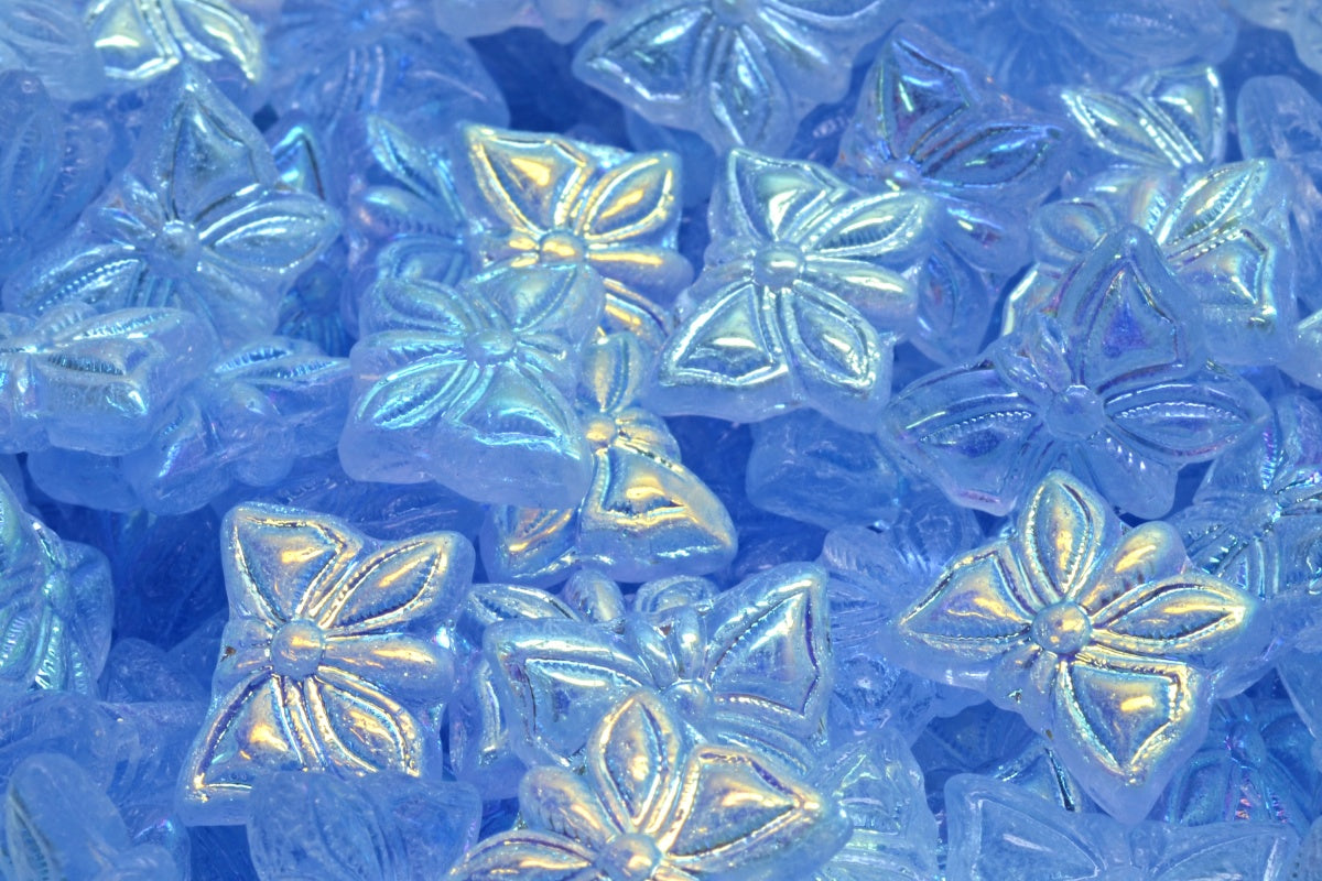 Butterfly Beads, Transparent Blue Ab (30020-28701), Glass, Czech Republic
