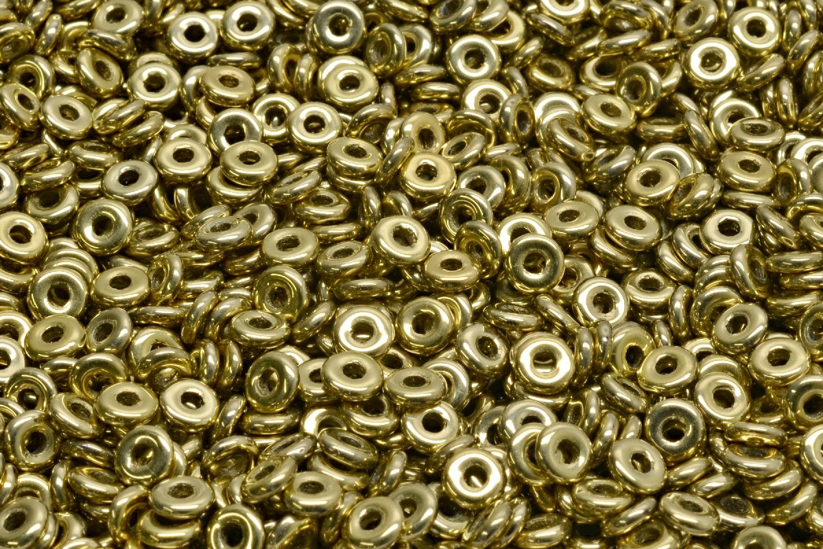 Fish Ring Pressed Glass Beads (Like O-Bead Or Demi Round), Crystal Gold (00030-26443), Glass, Czech Republic