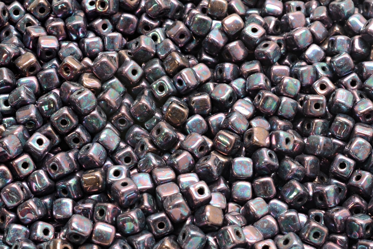 Cube Beads, Black Nebula (23980-15001), Glass, Czech Republic