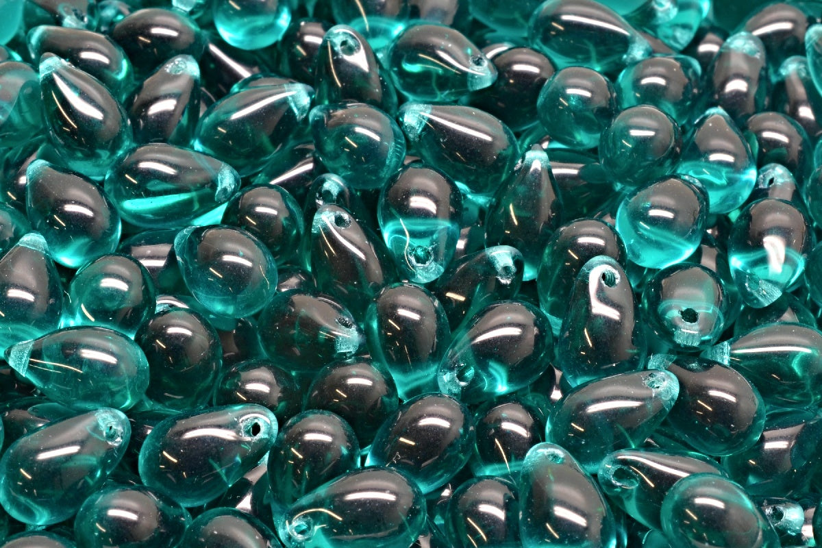 Drop Beads, Transparent Green Emerald (50720), Glass, Czech Republic