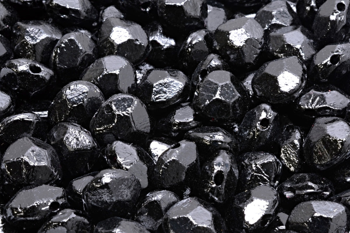 OUTLET 10 grams Briolette Beads, 9 x 11 mm, Black (23980), Glass, Czech Republic