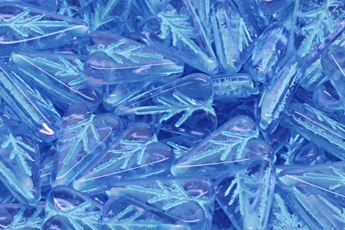 OUTLET 10 grams Heart Leaf Bead, 16 x 11 mm, Transparent Light Amethyst Light Blue Lined (20300-54308), Glass, Czech Republic