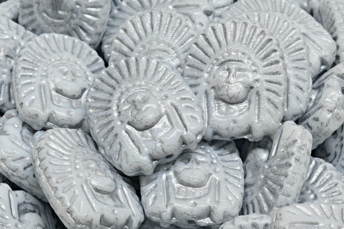 Indian Head Beads, White Silver Lined (02010-54301), Glass, Czech Republic