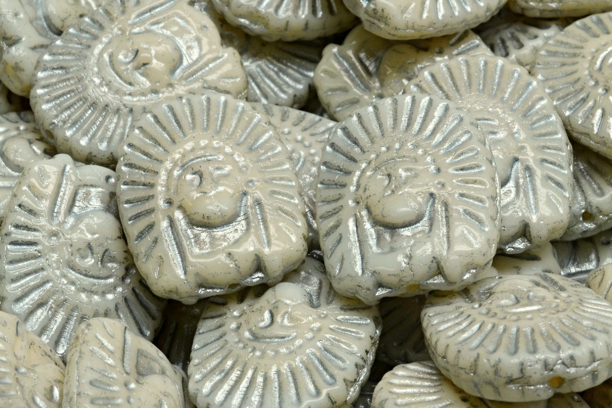 Indian Head Beads, Beige Silver Lined (11111-54301), Glass, Czech Republic