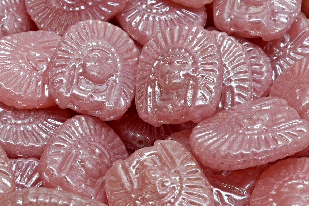 Indian Head Beads, Opal Pink Hematite (71111-14400), Glass, Czech Republic