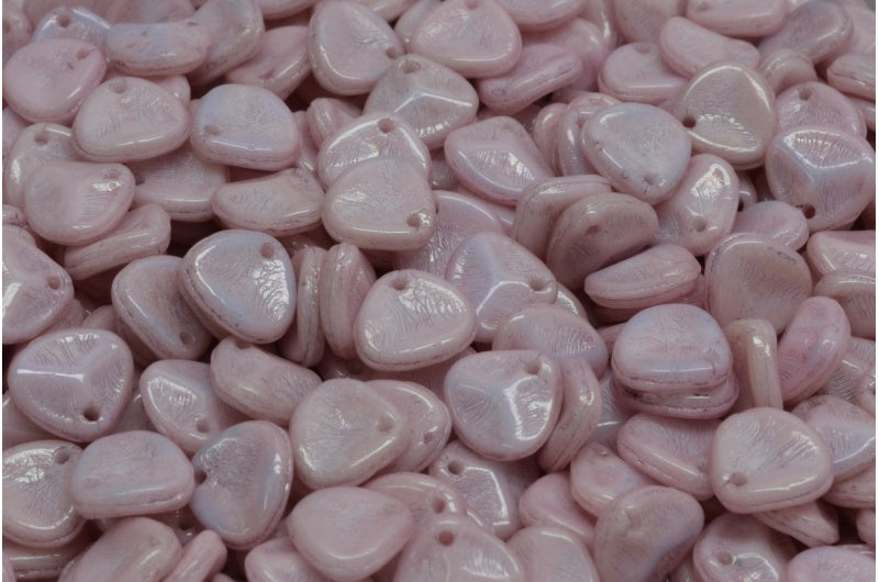 Rose Petal Beads, White Luster Lila (02010-14494), Glass, Czech Republic