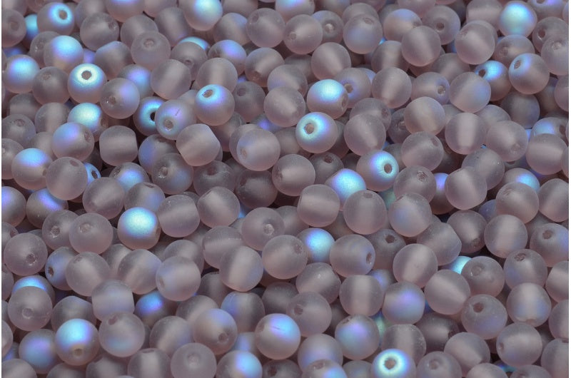 圆形 Druck 珠子,透明浅色紫水晶哑光 Ab (20040-84100-28701),玻璃,捷克共和国