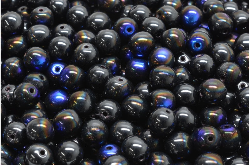 ラウンドドラックビーズ、ブラック 29901 (23980-29901)、ガラス、チェコ共和国