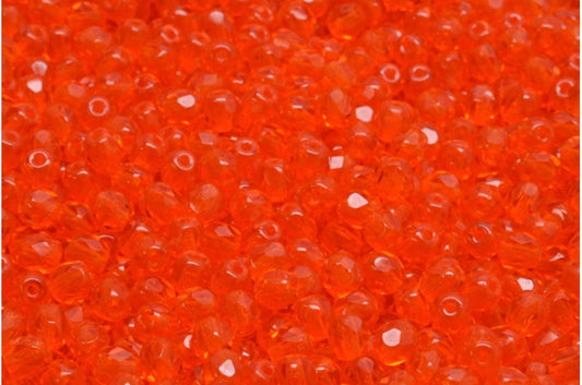 OUTLET 10 grams Faceted Round Fire Polished Beads, 4 x 4 mm, Transparent Orange (90030), Glass, Czech Republic
