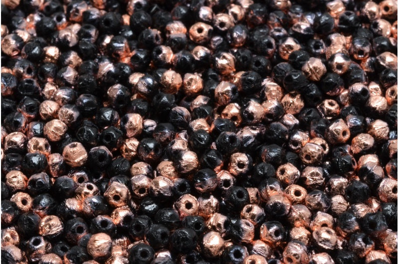 English Cut Beads, Black Rose Gold Capri (23980-27101), Glass, Czech Republic