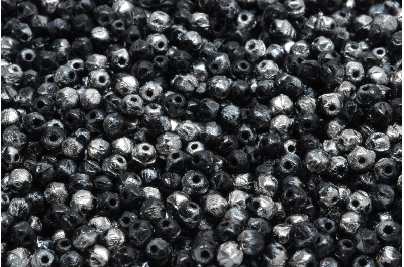 イングリッシュカットビーズ、5個入りブラッククロム(23980-27401)、ガラス、チェコ共和国