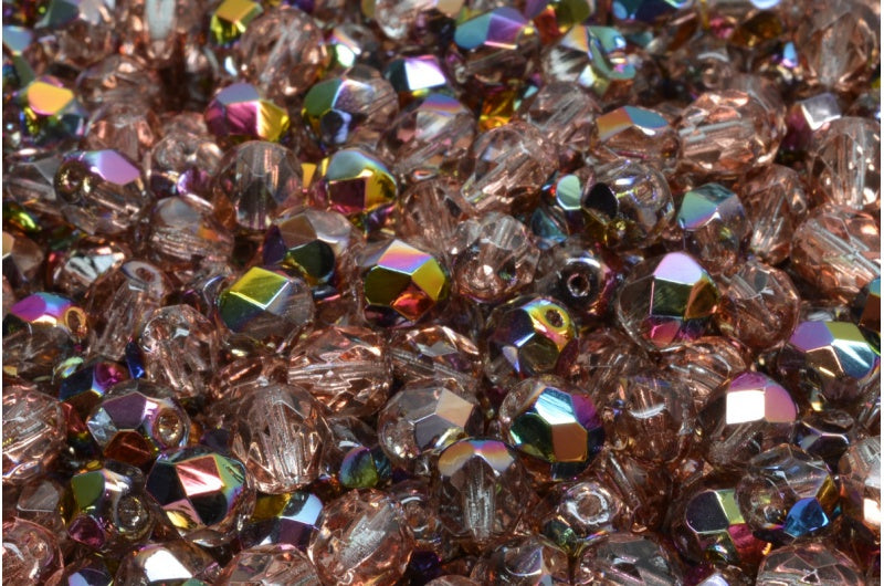 Faceted Round Fire Polished Beads, Crystal 28009 (00030-28009), Glass, Czech Republic