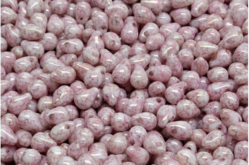 ドロップビーズ、ホワイトテラコッタリラ(02010-15494)、ガラス、チェコ共和国