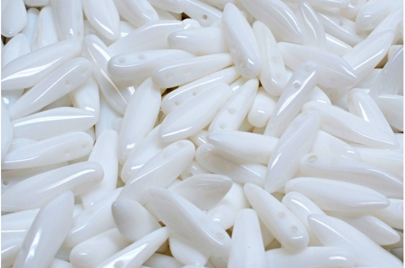 2穴ダガービーズ、ホワイト(02010)、ガラス、チェコ共和国