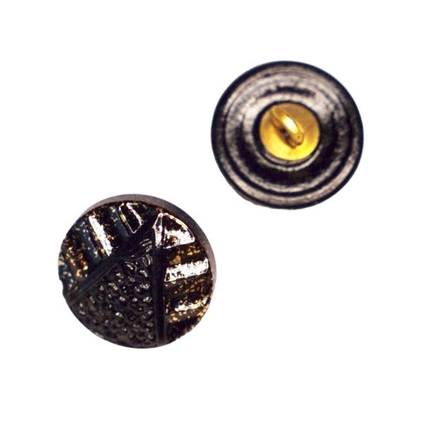 装飾付きハンドペイントガラスボタン2個、サイズ6(13.5 mm)、ガラス、チェコ共和国