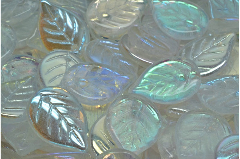 OUTLET 10 grams Apple Leaf Beads, 18 x 13 mm, Crystal Ab (00030-28701), Glass, Japan
