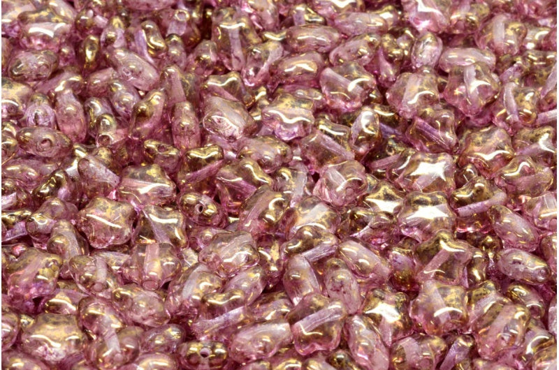 Flat Star Beads, Crystal Terracotta Violet (00030-15496), Glass, Czech Republic