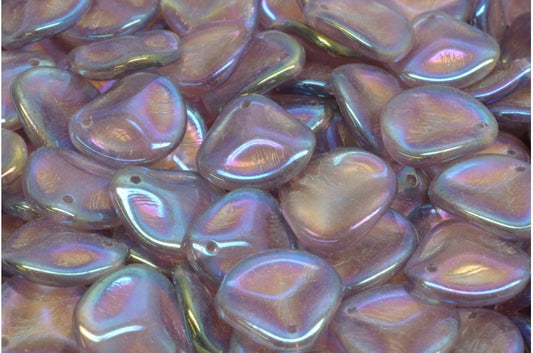 OUTLET 10 克玫瑰花瓣珠,14 x 13 毫米,透明浅紫水晶彩虹鸢尾花(20020-21405),玻璃,捷克共和国