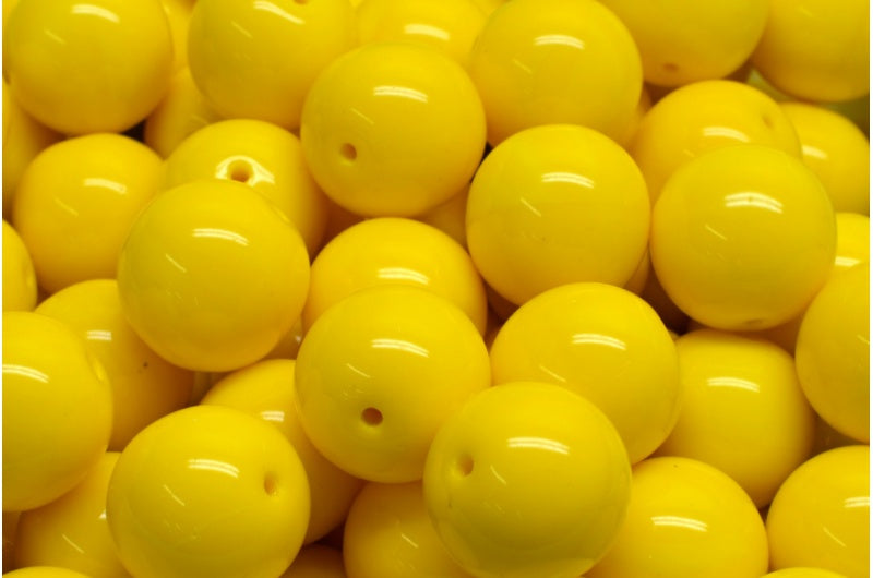 OUTLET 250g/50g Round Druck Beads, 12 x 12 mm, Yellow (83120), Glass, Czech Republic