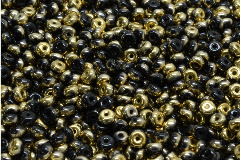 Rondelle Druck Beads, Black Gold (23980-26441), Glass, Czech Republic