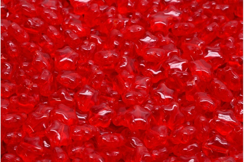 OUTLET 10 grams Flat Star Beads, 6 x 6 mm, Ruby Red (90080), Glass, Czech Republic
