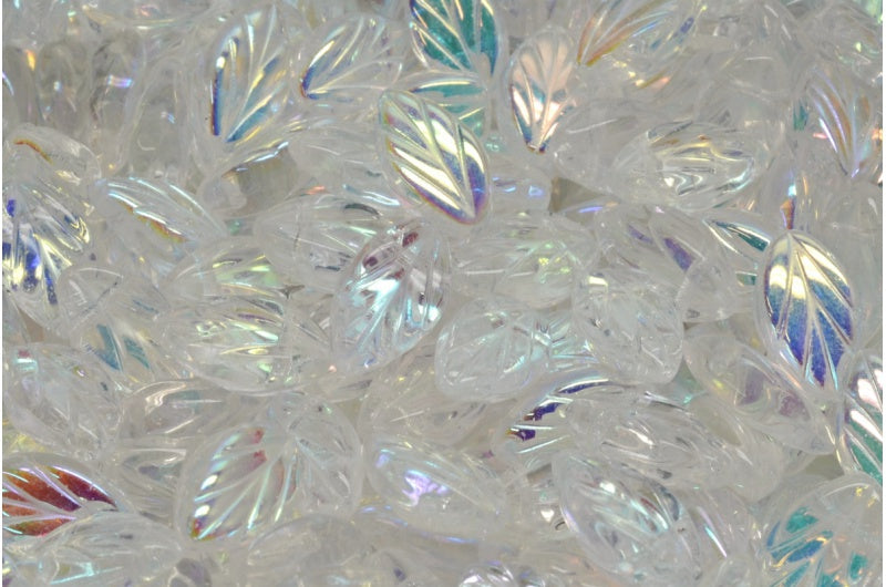 OUTLET 10 grams Beech Leaf Beads, Crystal Ab (00030-28701), Glass, Czech Republic