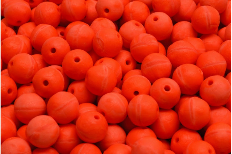 ラウンドドラックビーズ、レッドエッチング(93400-ETCH)、ガラス、チェコ共和国