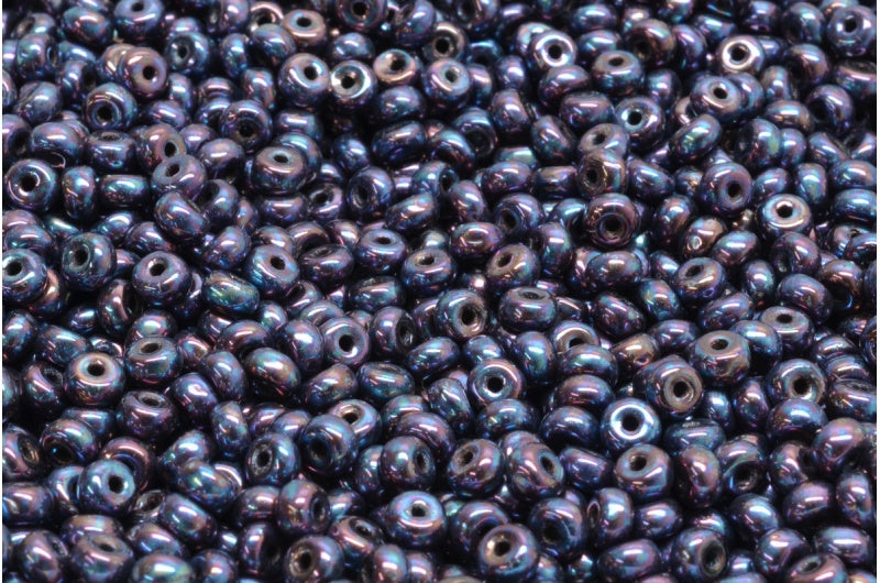 ロンデル・ドラックビーズ、ブラック・ベガ・アイリス(23980-15781)、ガラス、チェコ共和国