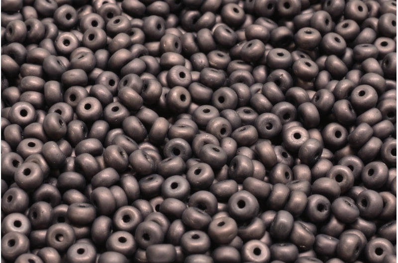 Rondelle Druck Beads, Black Matte Purple (23980-84100-15726), Glass, Czech Republic