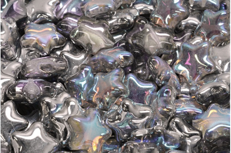 Flat Star Beads, Crystal 98530 (00030-98530), Glass, Czech Republic